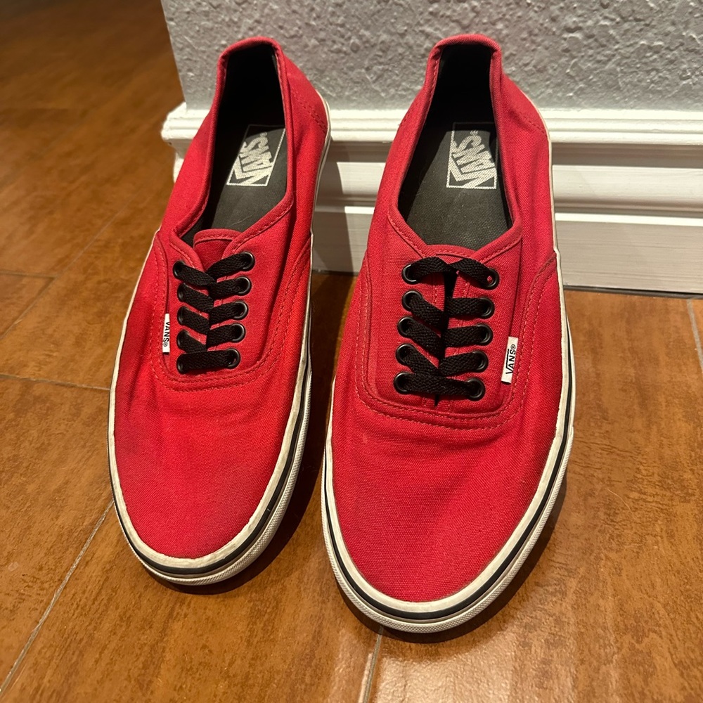 Vans Off The Wall TB40 Red Canvas Skate Shoes Sneakers Lace Up Low Top M 10.5